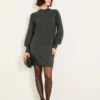 F69010s2 FatFace Charcoal Grey Sparkle Knit Mini Dress