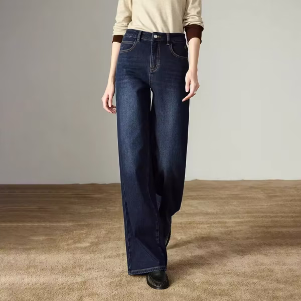 Sd2d0cf9f863c496287ffe8abc756d7d1c.jpg_960x960q75.jpg_ Winter New Mid-low Rise Wide-leg Pants Elastic Warm Fleece-lined Slimming Long Trousers